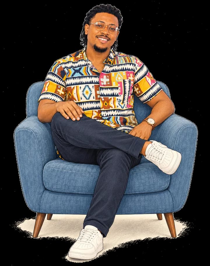 Terry, Memorae’s founder, smiling in an armchair.